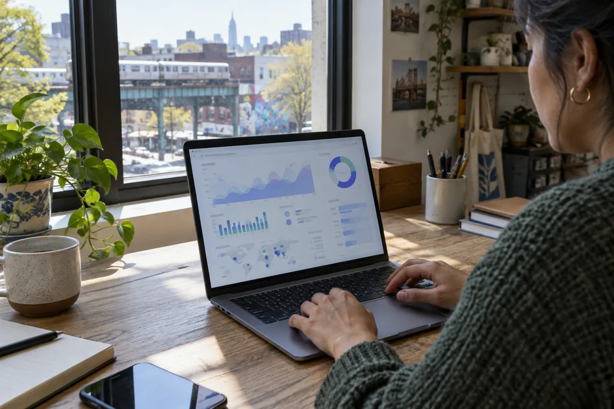 A search results concept shown on a laptop